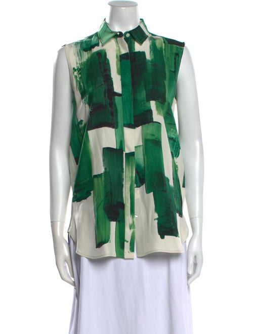 Celine Silk Printed Button-Up Top