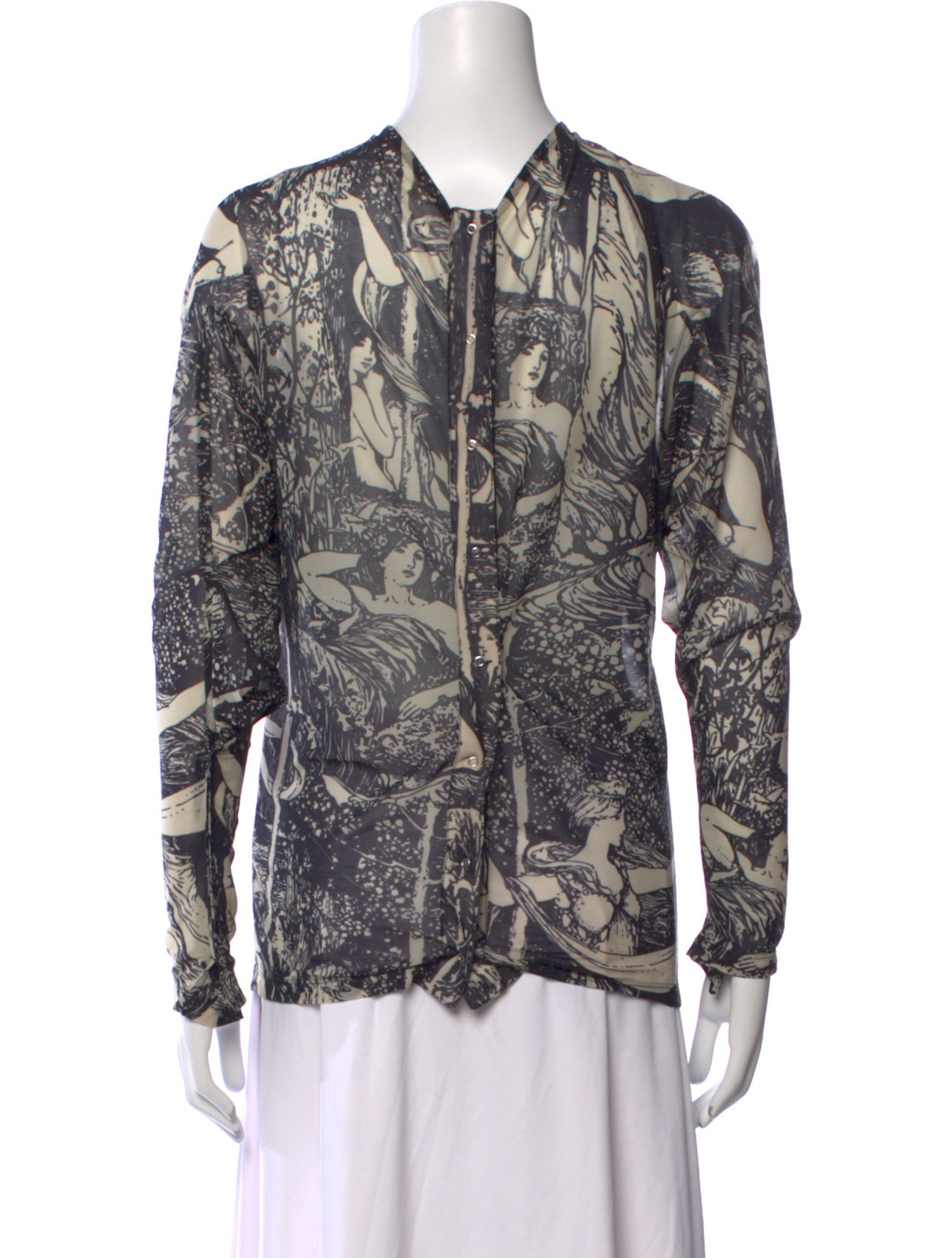 Celine 2017 Printed Button-Up Top