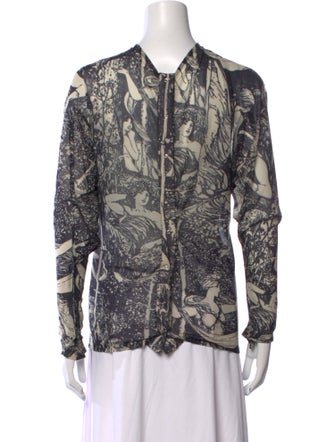 Celine 2017 Printed Button-Up Top