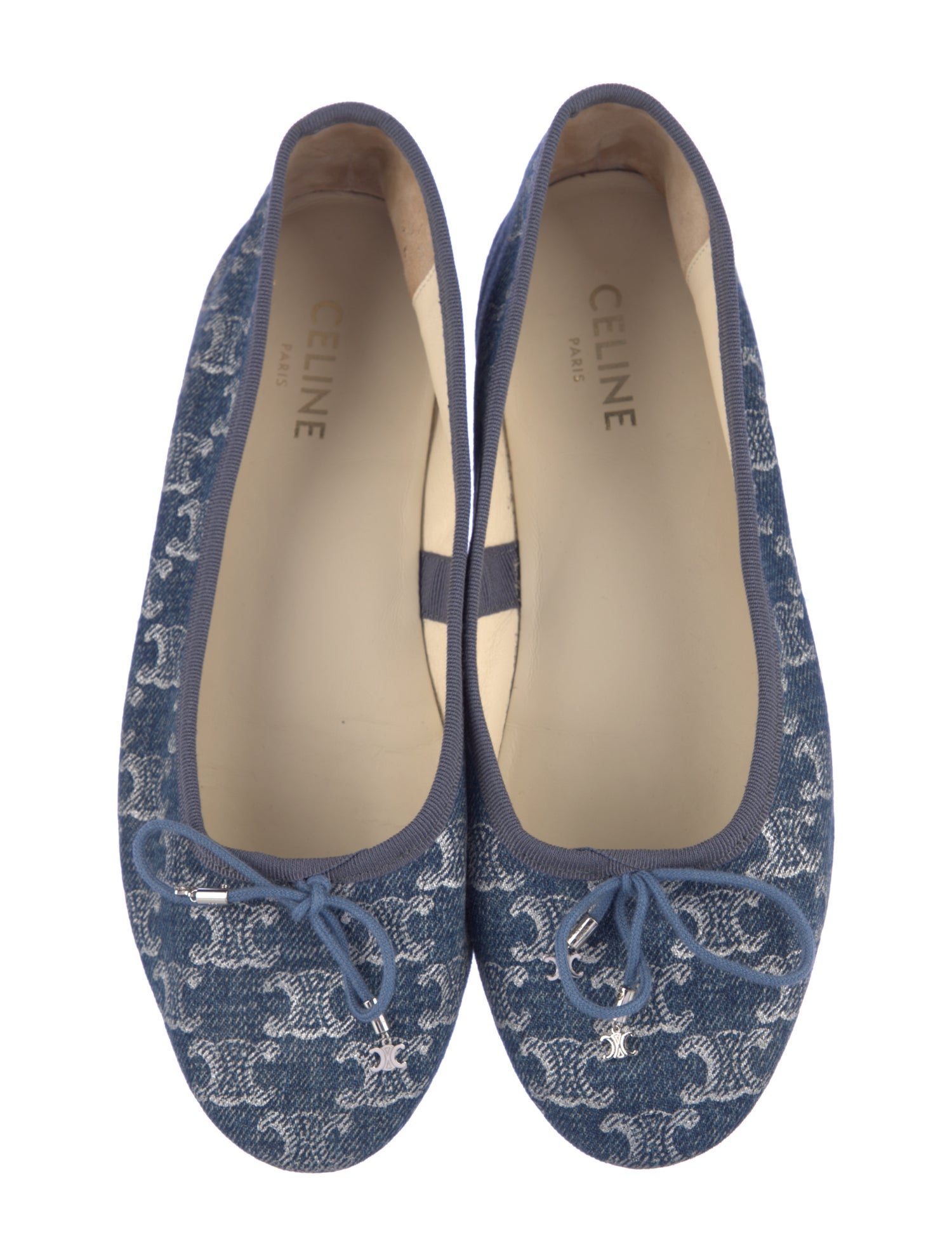 Celine Denim Printed Ballet Flats