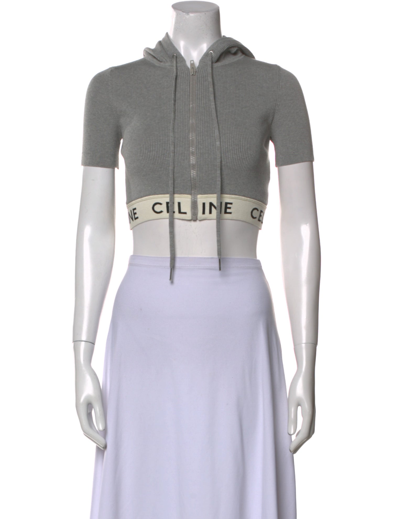 Celine Colorblock Pattern Crew Neck Crop Top