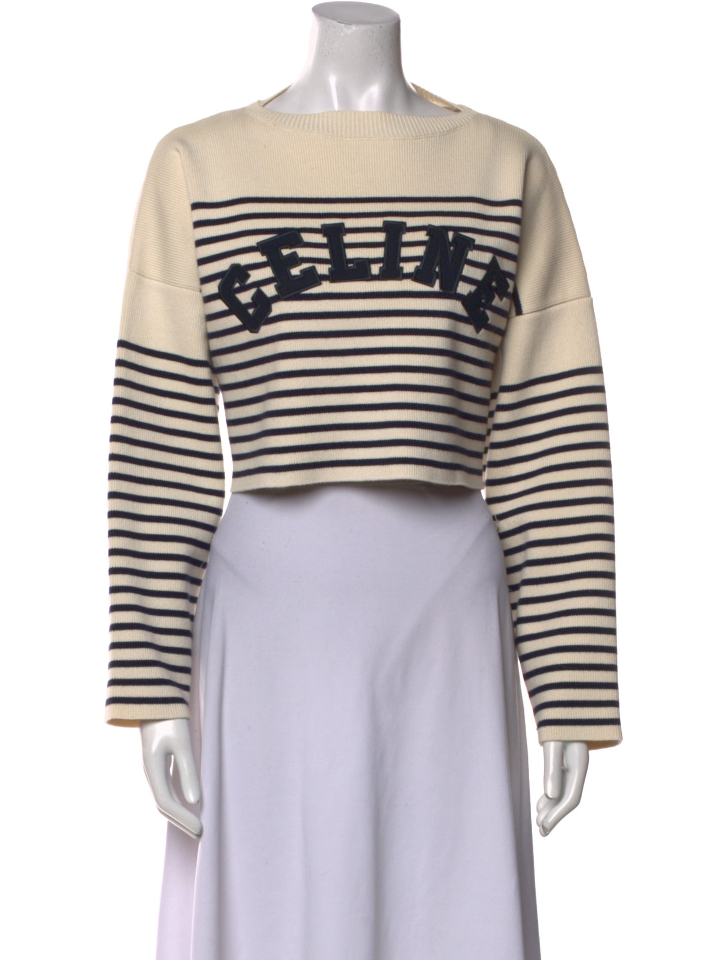 Celine Striped Bateau Neckline Sweater