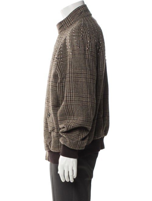 Celine Wool Plaid Print Bomber Jacket