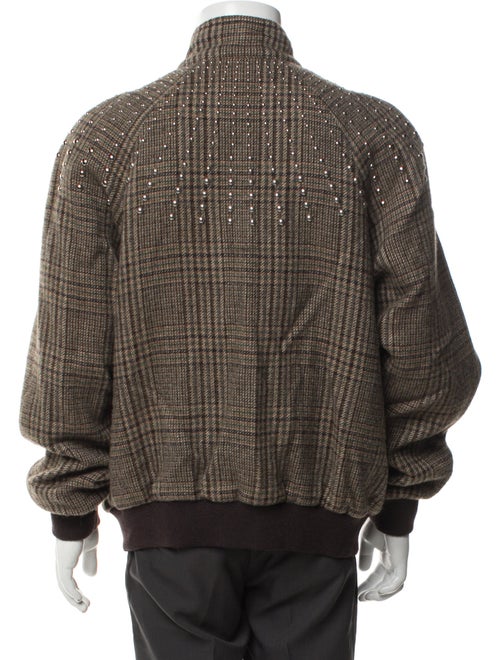 Celine Wool Plaid Print Bomber Jacket