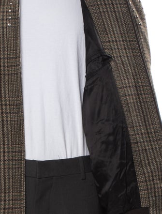 Celine Wool Plaid Print Bomber Jacket