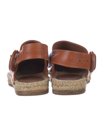 Celine Leather Whipstitch Trim Slingback Flats