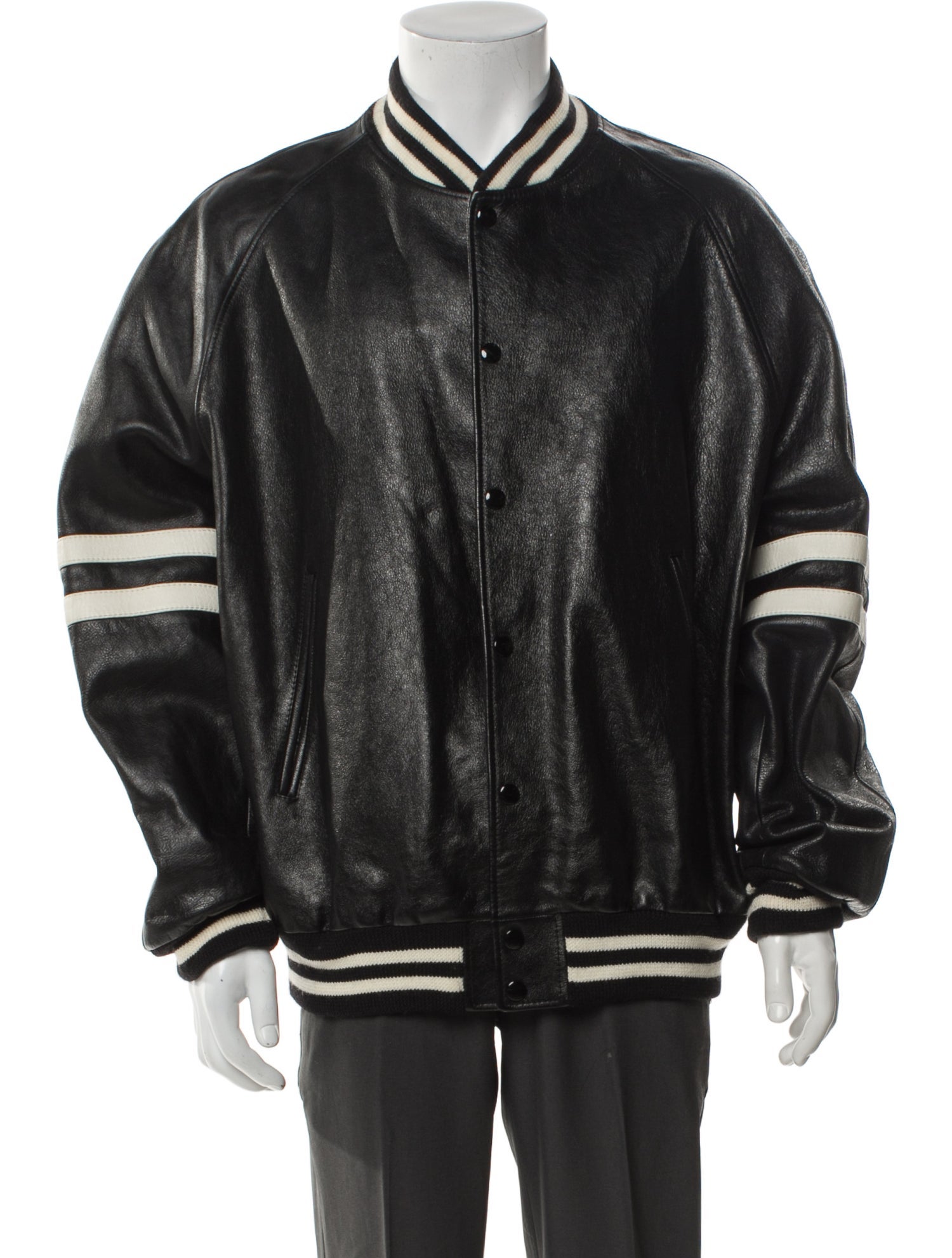 Celine Calfskin Striped Varsity Jacket