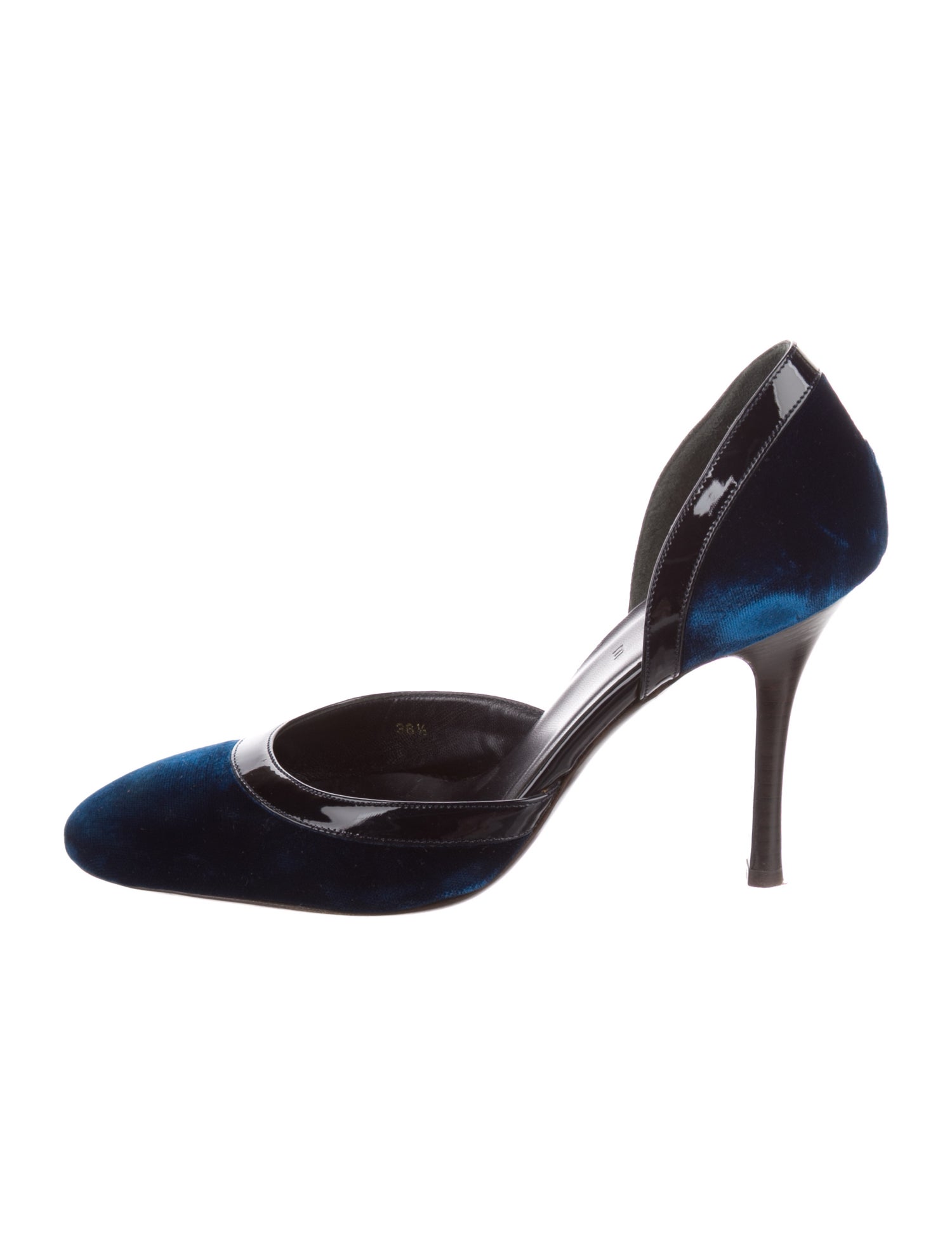 Celine Velvet Leather Trim Embellishment D'Orsay Pumps