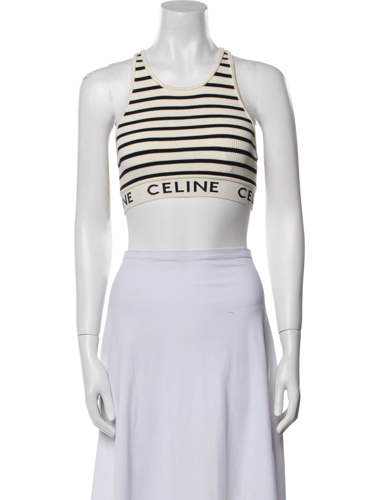 Celine Striped Scoop Neck Crop Top
