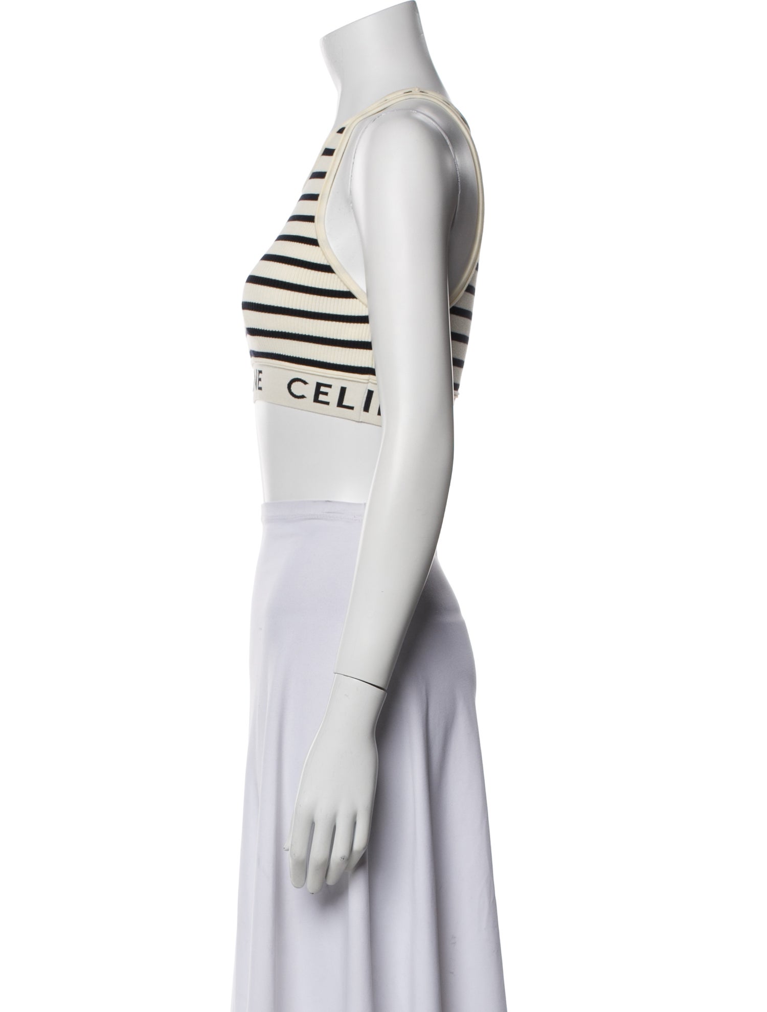 Celine Striped Scoop Neck Crop Top