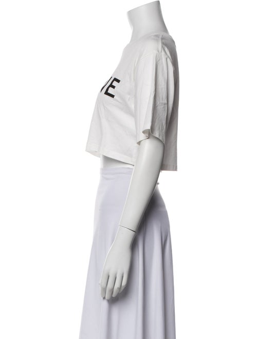 Celine Graphic Print Crew Neck Crop Top