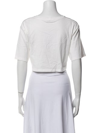 Celine Graphic Print Crew Neck Crop Top