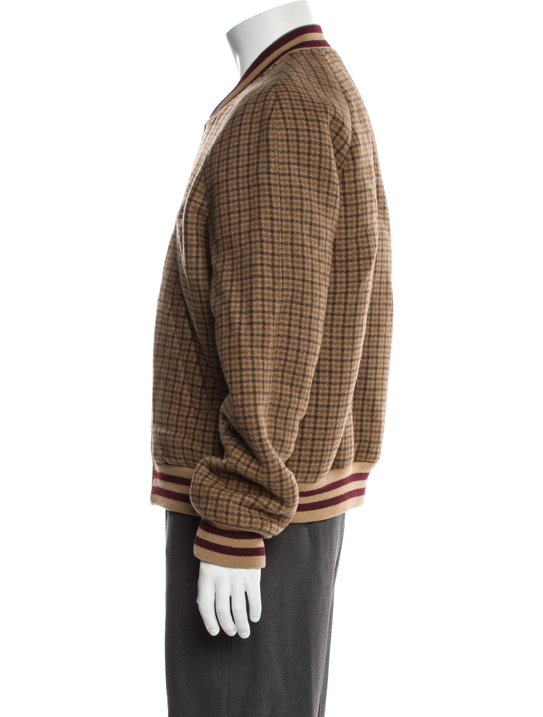 Celine Wool Plaid Print Bomber Jacket