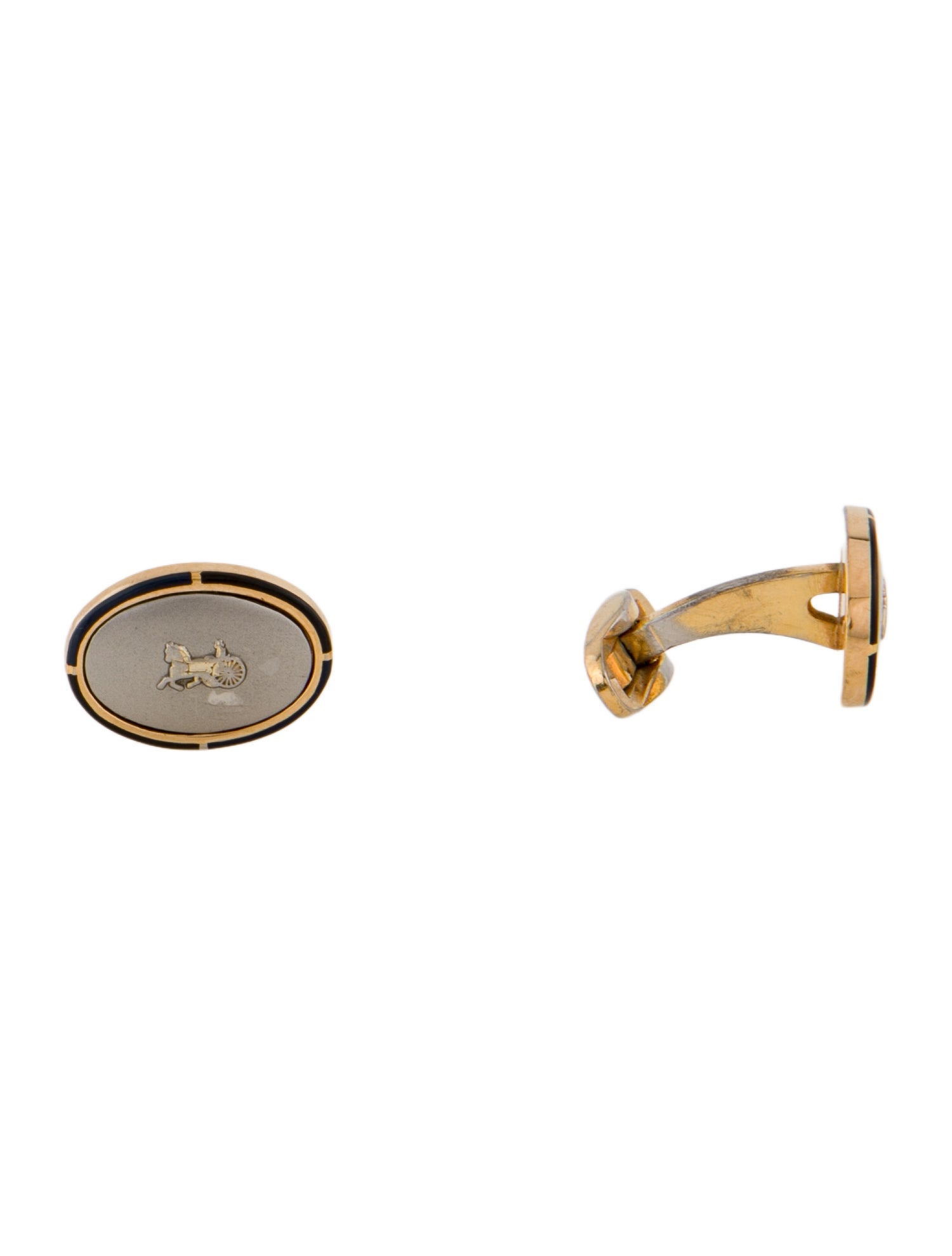 Celine Vintage Enamel Two Tone Cufflinks
