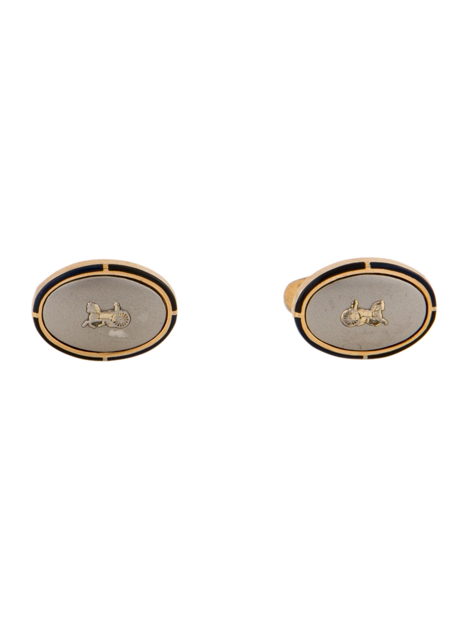 Celine Vintage Enamel Two Tone Cufflinks