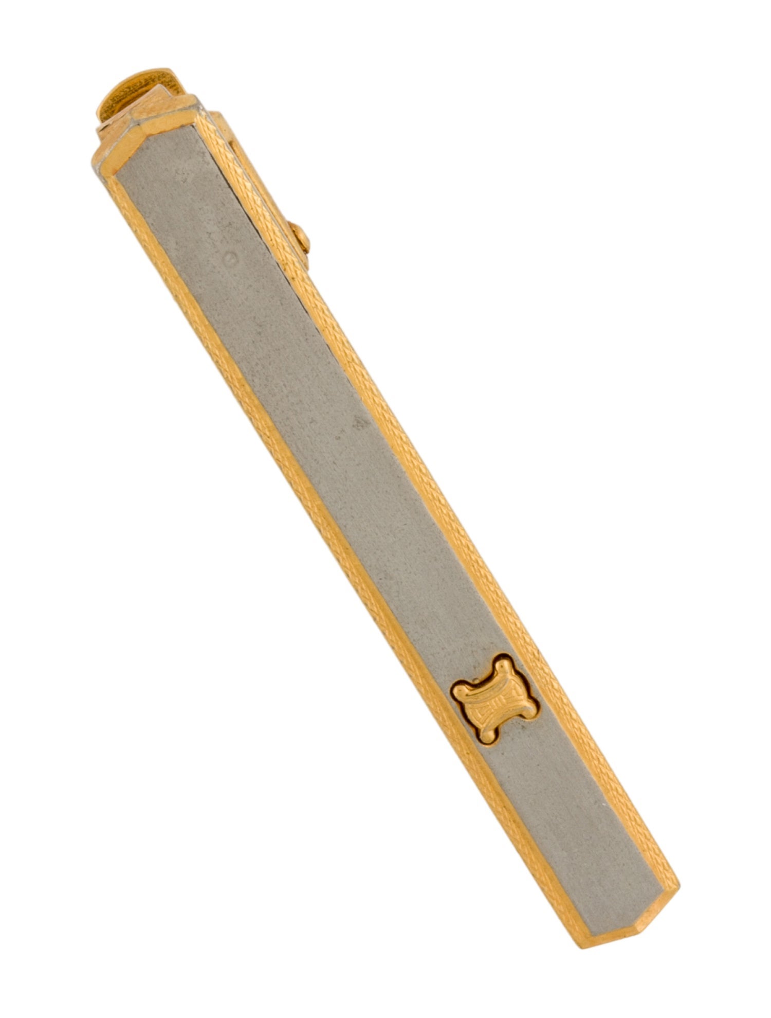 Celine Vintage Two Tone Logo Tie Clip
