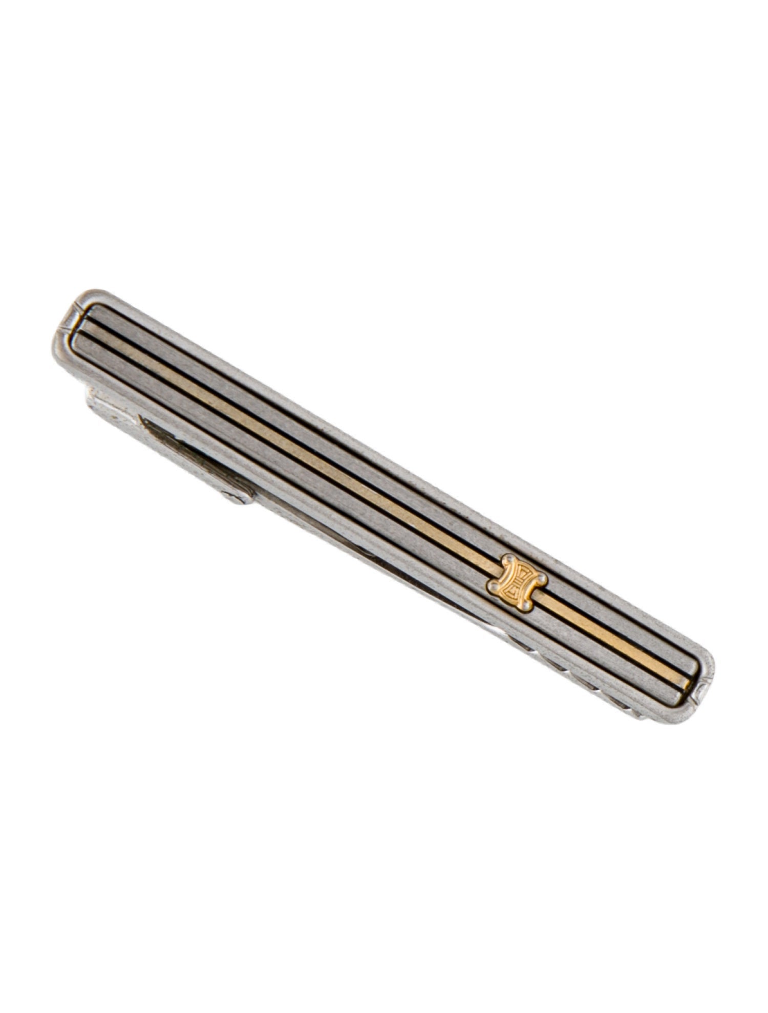 Celine Vintage Two Tone Logo Tie Clip