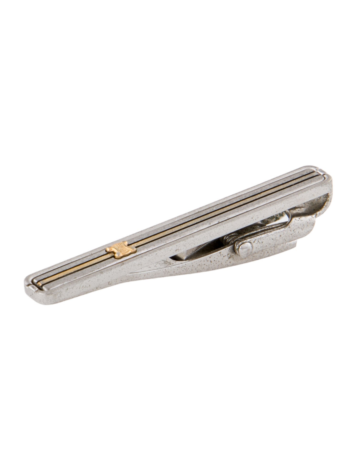 Celine Vintage Two Tone Logo Tie Clip
