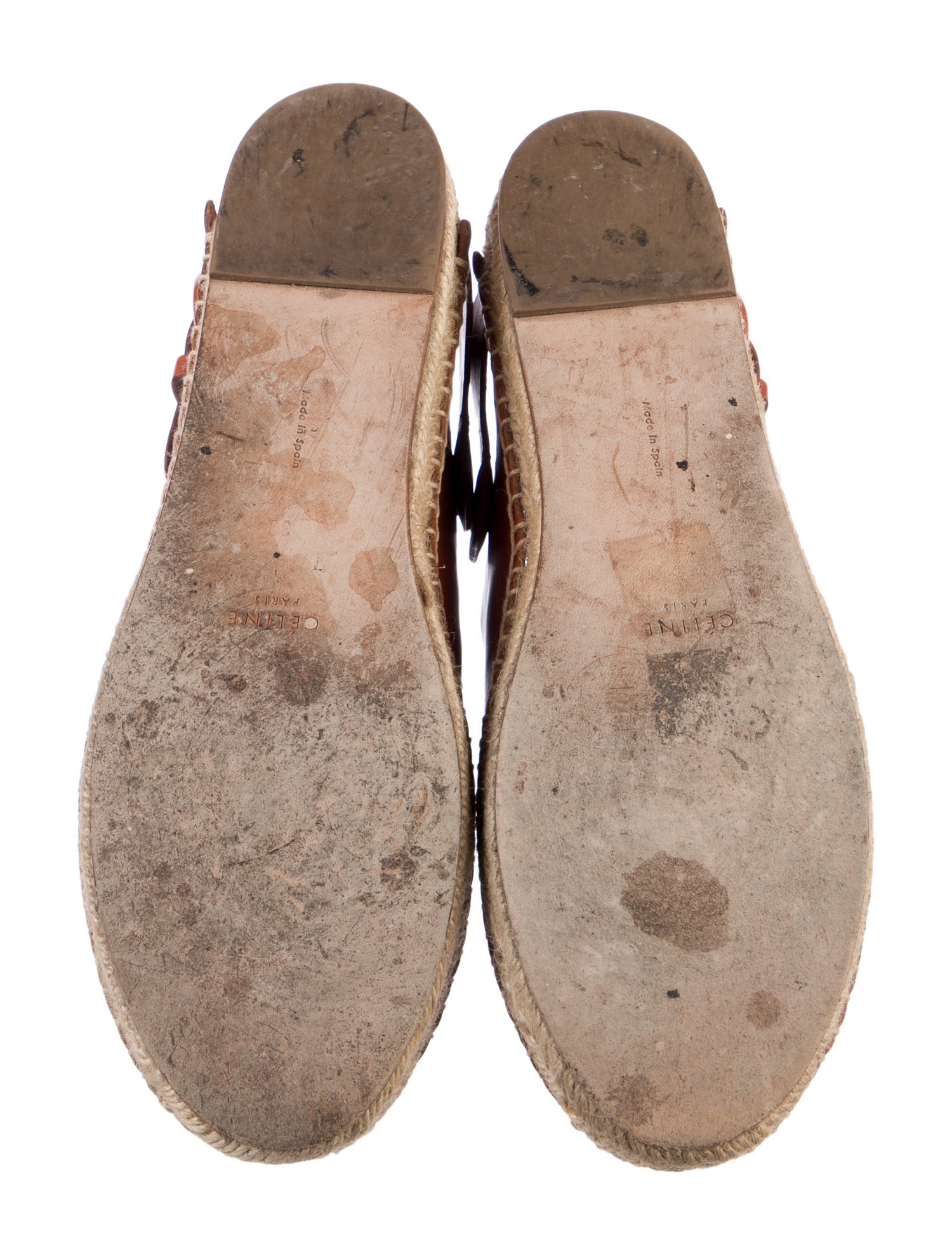 Celine Leather Whipstitch Trim Slingback Flats