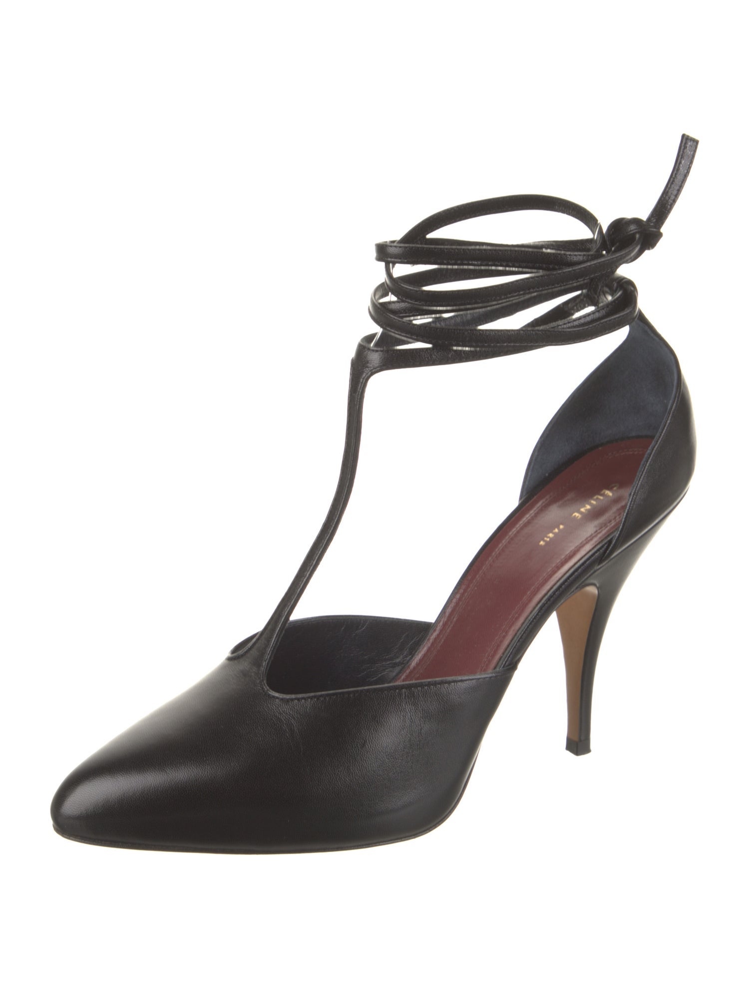 Celine Leather T-Strap Pumps