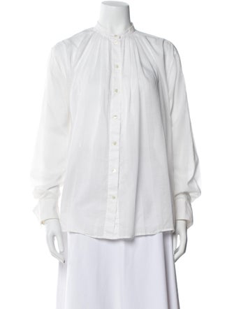 Celine Mock Neck Long Sleeve Button-Up Top