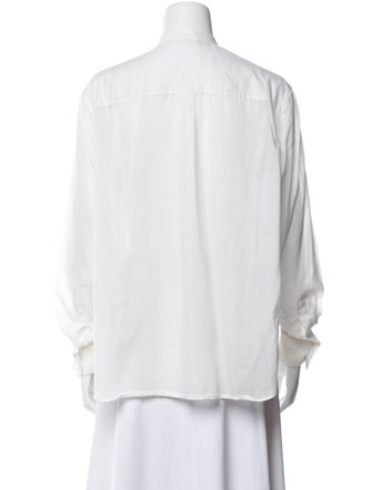 Celine Mock Neck Long Sleeve Button-Up Top