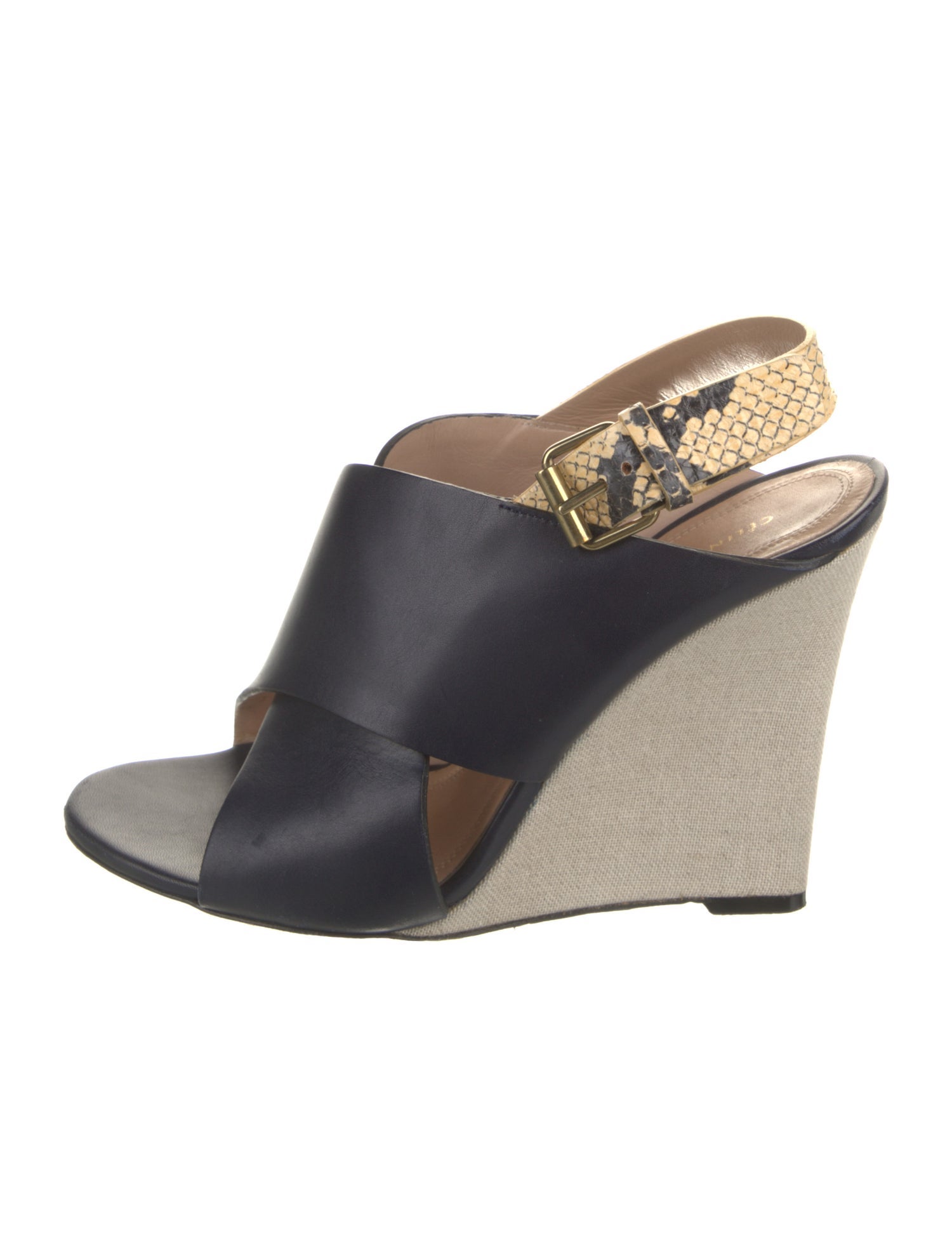 Celine Leather Cutout Accent Slingback Sandals