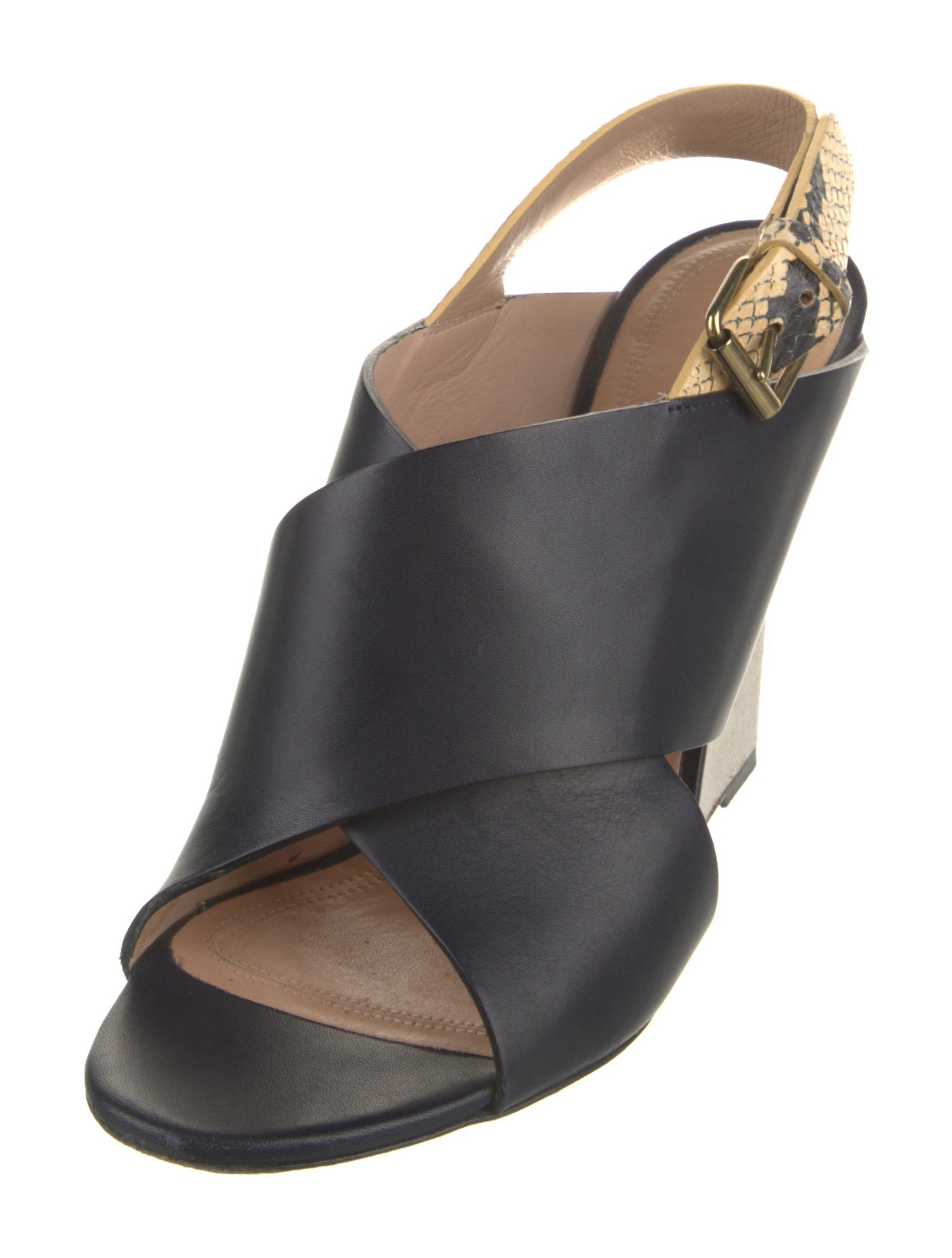 Celine Leather Cutout Accent Slingback Sandals