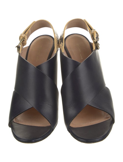 Celine Leather Cutout Accent Slingback Sandals