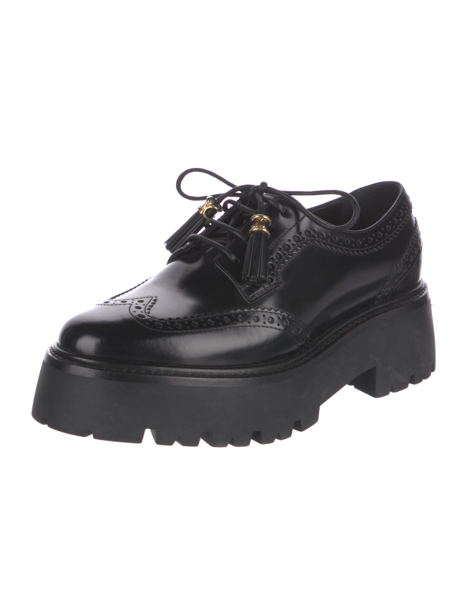 Celine Leather Tassel Accents Oxfords