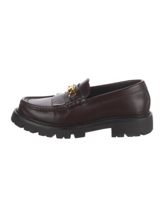 Celine Leather Fringe Trim Accent Loafers