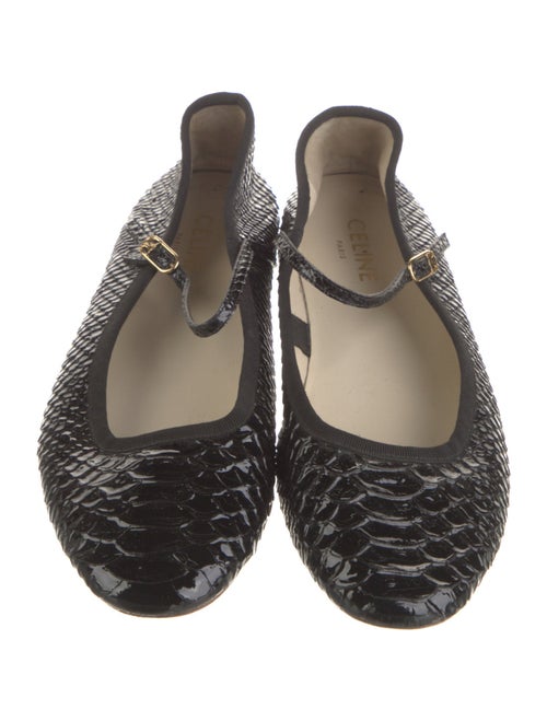 Celine Patent Leather Animal Print Mary Jane Flats