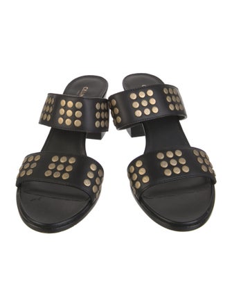 Celine Leather Studded Accents Slides