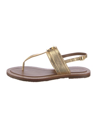 Celine Leather T-Strap Sandals