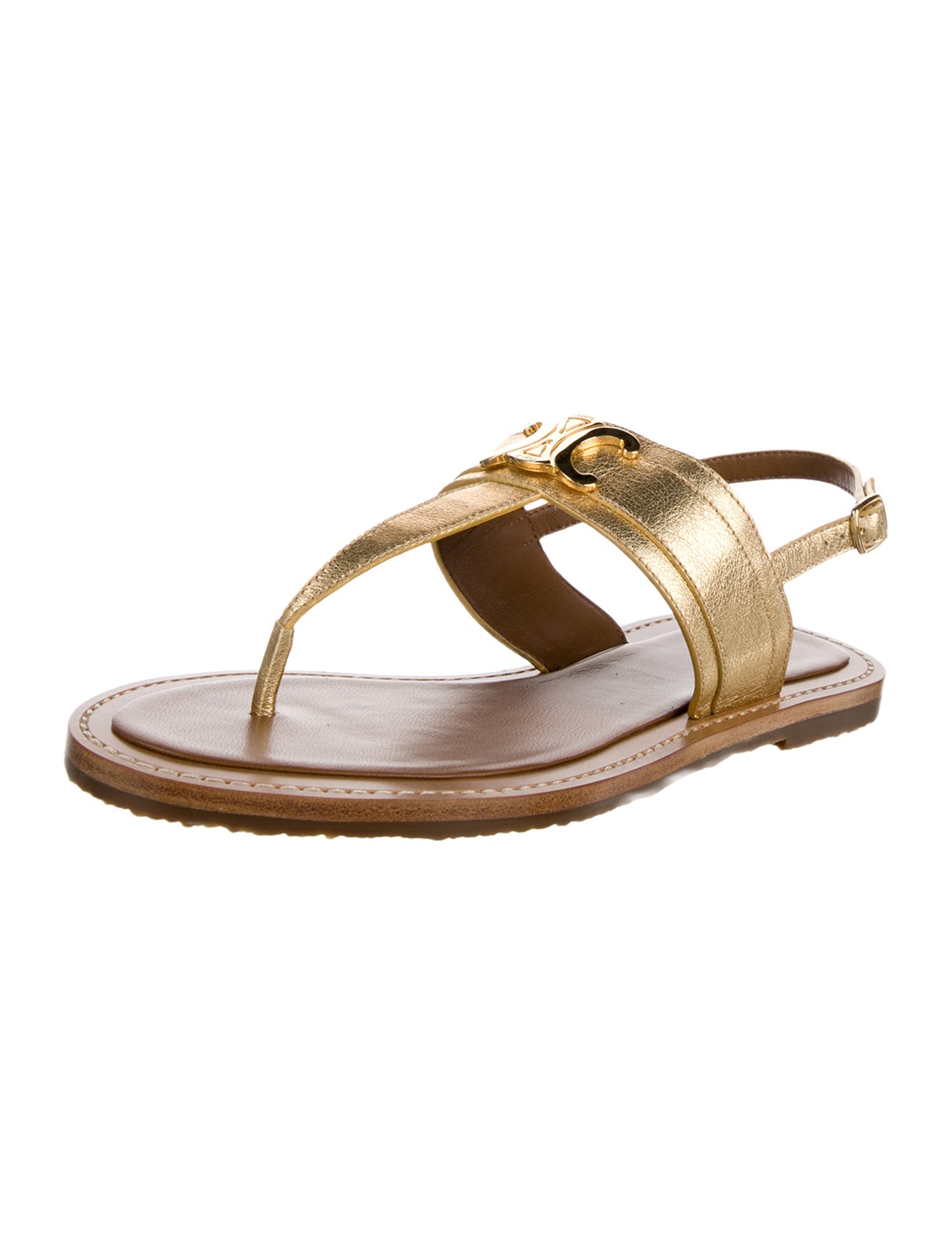Celine Leather T-Strap Sandals