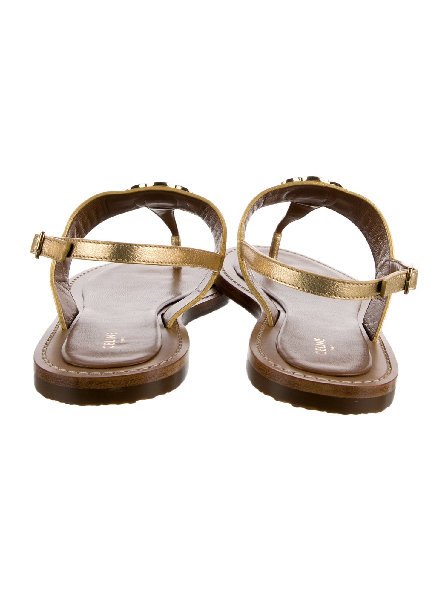 Celine Leather T-Strap Sandals