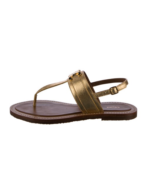 Celine Leather T-Strap Sandals