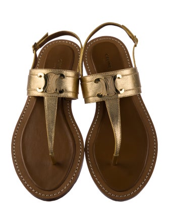 Celine Leather T-Strap Sandals