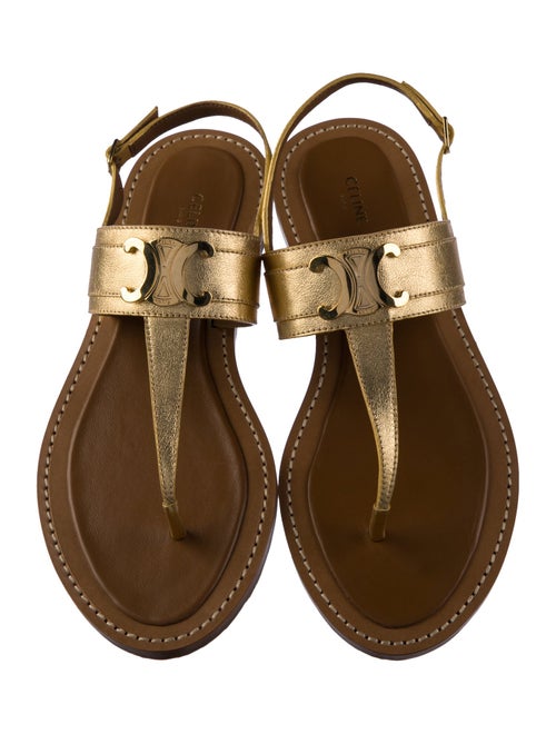 Celine Leather T-Strap Sandals