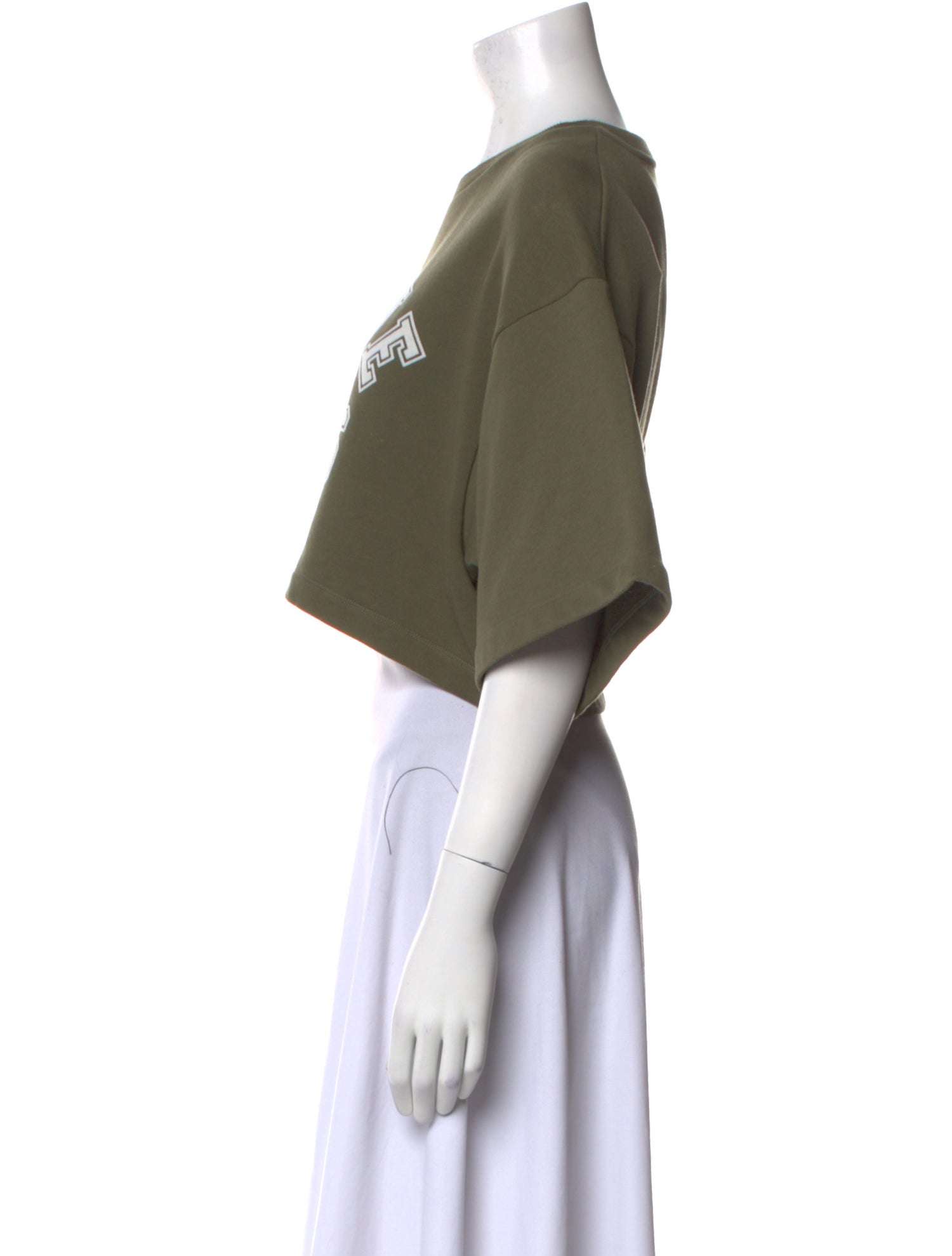 Celine Graphic Print Crew Neck Crop Top