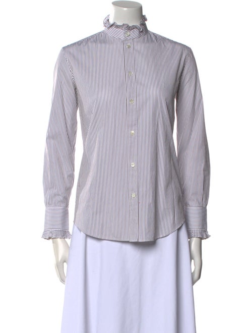 Celine Striped Long Sleeve Striped Button-Up Top