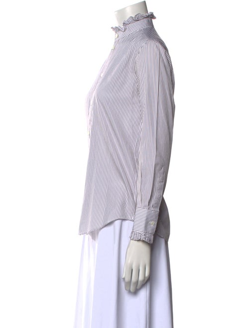 Celine Striped Long Sleeve Striped Button-Up Top