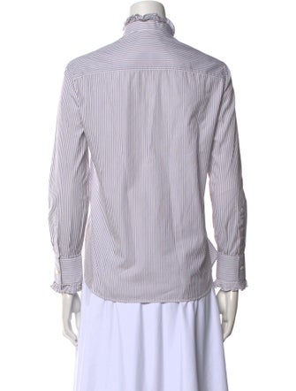 Celine Striped Long Sleeve Striped Button-Up Top