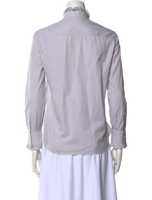 Celine Striped Long Sleeve Striped Button-Up Top