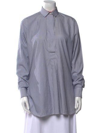 Celine Striped Long Sleeve Button-Up Top
