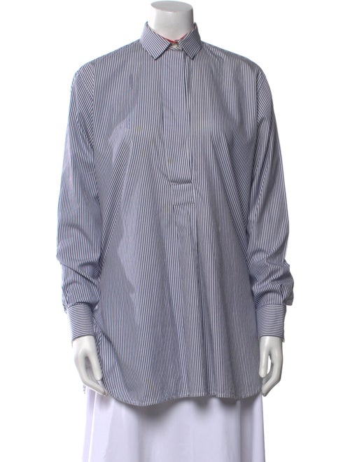 Celine Striped Long Sleeve Button-Up Top