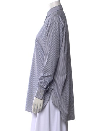 Celine Striped Long Sleeve Button-Up Top
