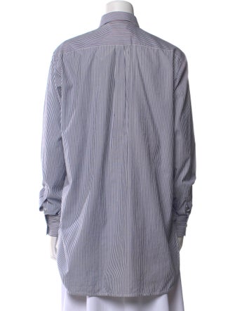 Celine Striped Long Sleeve Button-Up Top