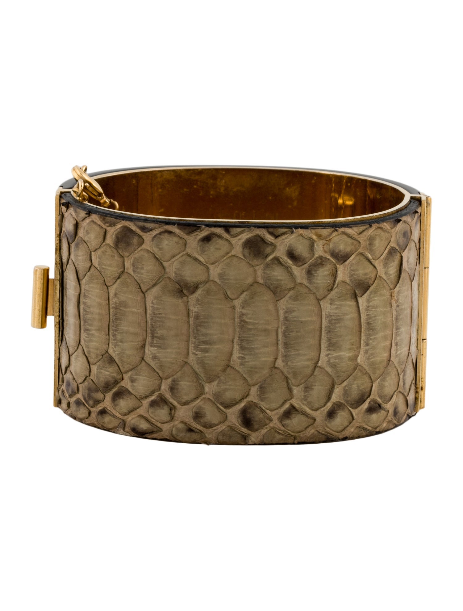 Celine Python Manchette Hinged Bangle Bracelet