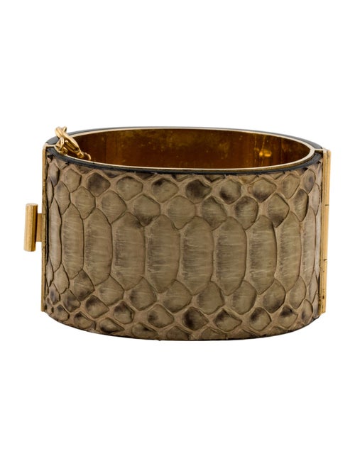 Celine Python Manchette Hinged Bangle Bracelet
